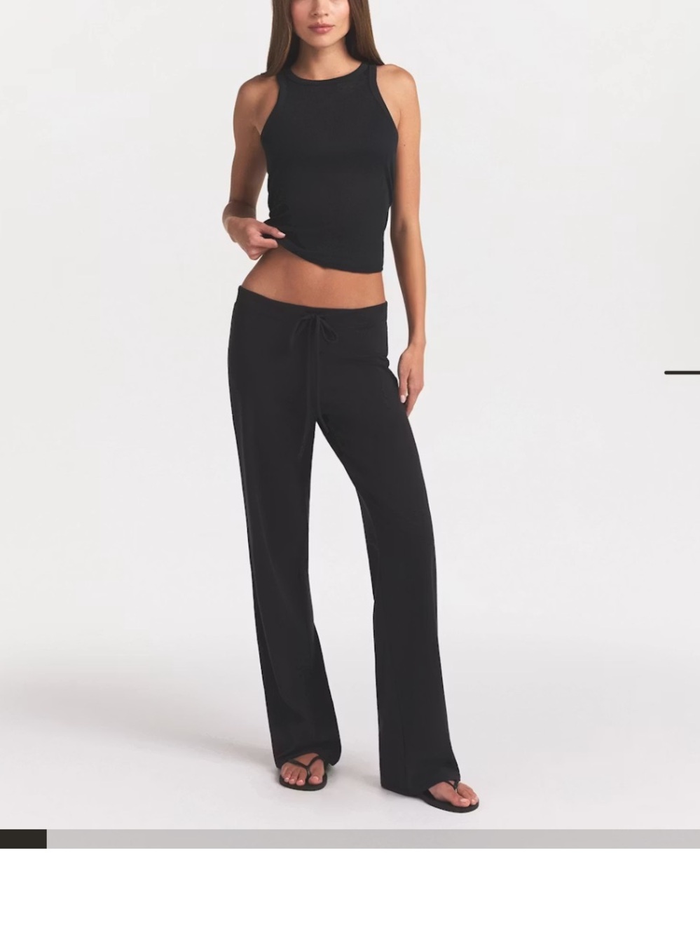 Skims Wide-Leg ribbed Drawstring Pants - Black
